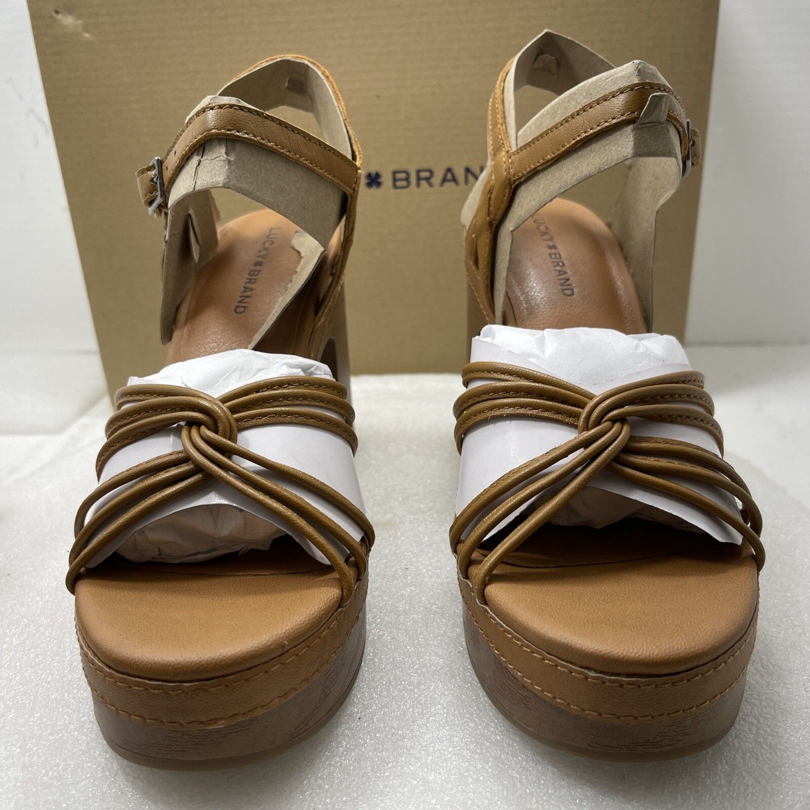 Lucky Brand Ismene Strappy Platform Dress Sandals Brown Women Size 7m 685